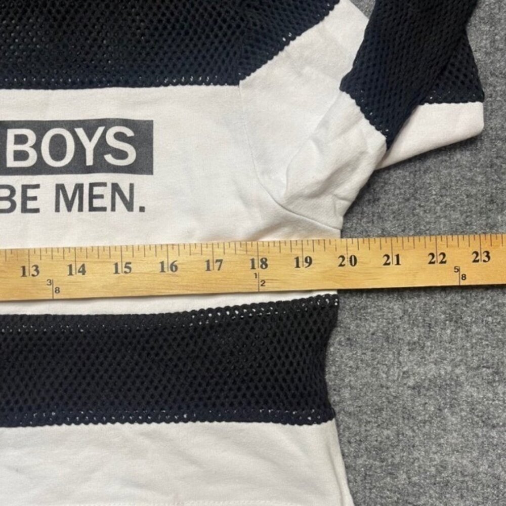 HLZBLZ Women Crop Top Boys Will Be Boys Black White Color Block Long Sleeve S - Picture 5 of 6